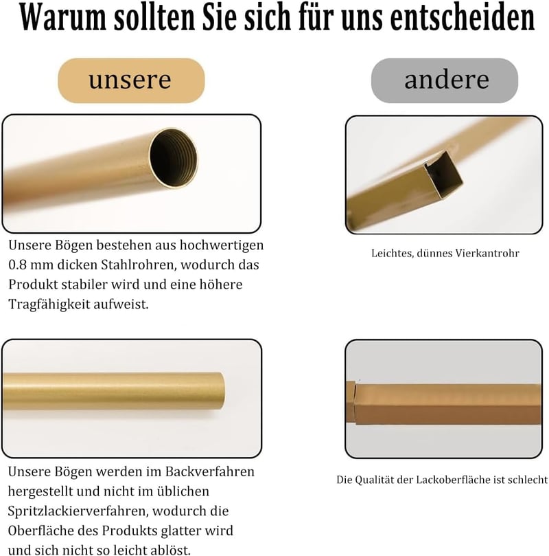 VINCIGANT 3 részes esküvői háttér állvány szett (2,2m, 2,0m, 1,8m) fém ívállvány