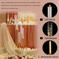 VINCIGANT 4 db arany álló gyertyatartó 5 karos akril lámpabúrával 100 cm magas esküvői nappali asztaldísz gyertya nélkül 2