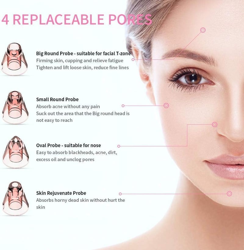 Vinmall Pórustisztító Vákuum Blackhead Eltávolító Kék Fénnyel Akné Elleni Készülék