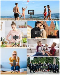 Vinmooog 3 v 1 statív na selfie tyč s Bluetooth diaľkovým ovládačom, 360° otočný teleskopický monopod, čierno-strieborný, 18 cm v zloženom stave, hliník 6