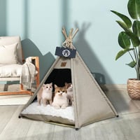 Vinnypet Tipi Sátor Macskáknak és Kutyáknak Plüss Párnával, Barna Színű Házi Kedvenc Ház 50x50x60cm, Mosható 5