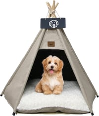 Vinnypet Tipi Sátor Macskáknak és Kutyáknak Plüss Párnával, Barna Színű Házi Kedvenc Ház 50x50x60cm, Mosható 1