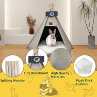 Vinnypet Tipi Sátor Macskáknak és Kutyáknak Plüss Párnával, Barna Színű Házi Kedvenc Ház 50x50x60cm, Mosható 2
