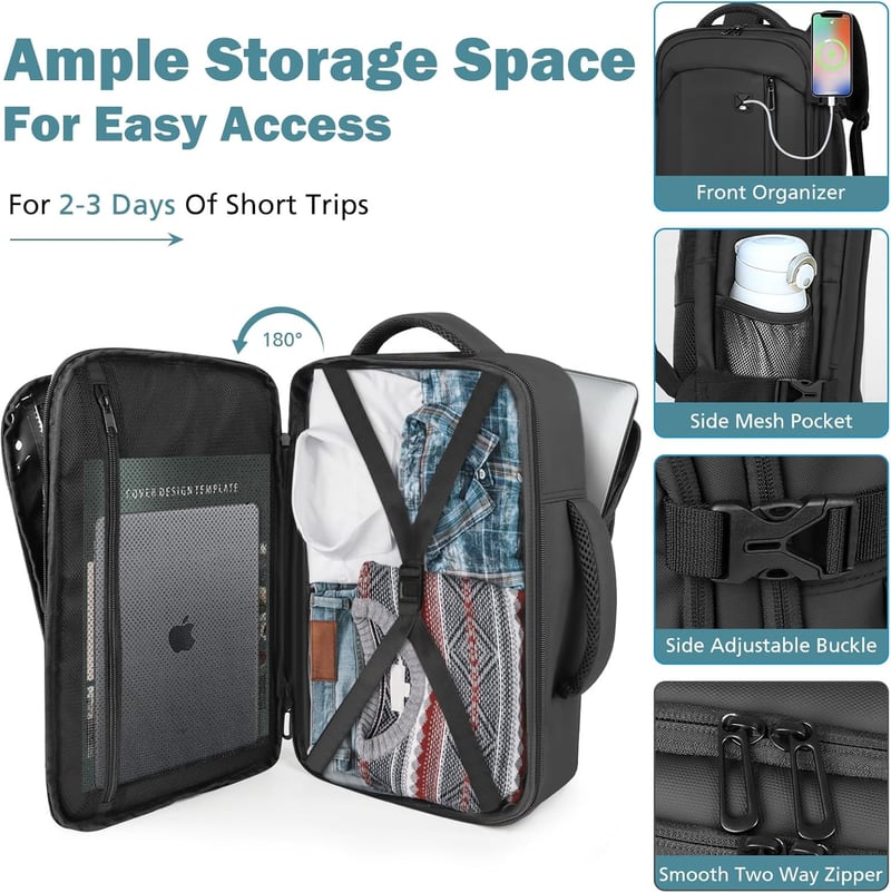 Vinstatin 40x20x25cm Ryanair Fedélzeti Hátizsák 20L Vízálló Laptop Backpack