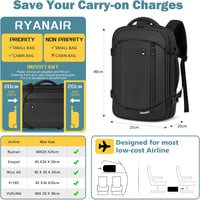 Vinstatin 40x20x25cm Ryanair Fedélzeti Hátizsák 20L Vízálló Laptop Backpack 2