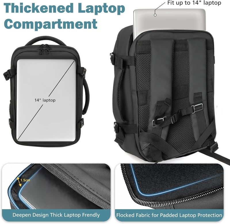 Vinstatin 40x20x25cm Ryanair Fedélzeti Hátizsák 20L Vízálló Laptop Backpack