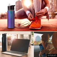 Vinsun rozsdamentes acél ivópalack 750ml szívószállal és szivárgásmentes kupakkal 9