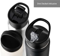 VINSUN rozsdamentes acél kulacs 500ml kék szivárvásmentes 3 fedővel 6