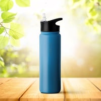 VINSUN rozsdamentes acél kulacs 500ml kék szivárvásmentes 3 fedővel 8