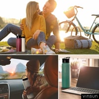 VINSUN rozsdamentes acél kulacs 500ml kék szivárvásmentes 3 fedővel 5