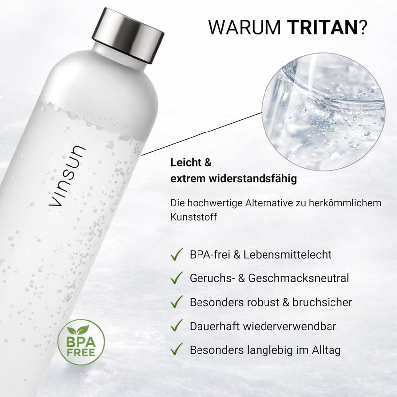 VINSUN Szorítható Ivópalack 650/1000/1500ml Tritan BPA-mentes Sportpalack