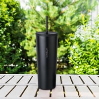 Termoska VINSUN so slamkou 720 ml – Nerezový izolovaný cestovný hrnček, nepriepustný, dvojstenný, čierny, na teplé a studené nápoje, s dvoma viečkami 10