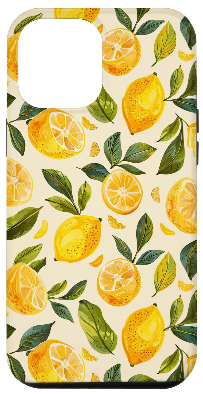 Vintage Citrus Lemon Fruit iPhone 12 Pro Max tok akvarell citrom nyári limonádé mintával