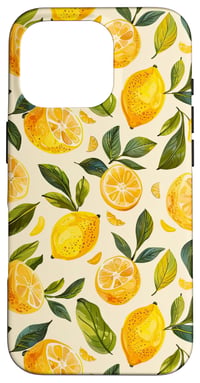 Obal na iPhone 16 Pro s motívom vintage citrónov, akvarelovým vzorom a letnou limonádou 1