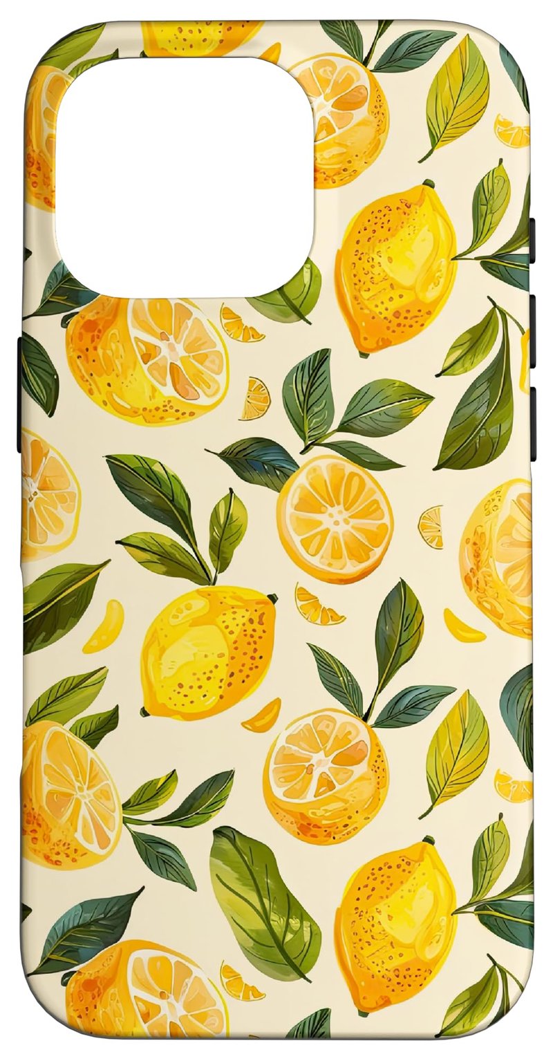 Obal na iPhone 16 Pro s motívom vintage citrónov, akvarelovým vzorom a letnou limonádou