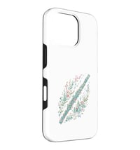 Husă pentru iPhone 16 Pro cu design vintage de flaut transversal și flori, cu model de muzică clasică 3