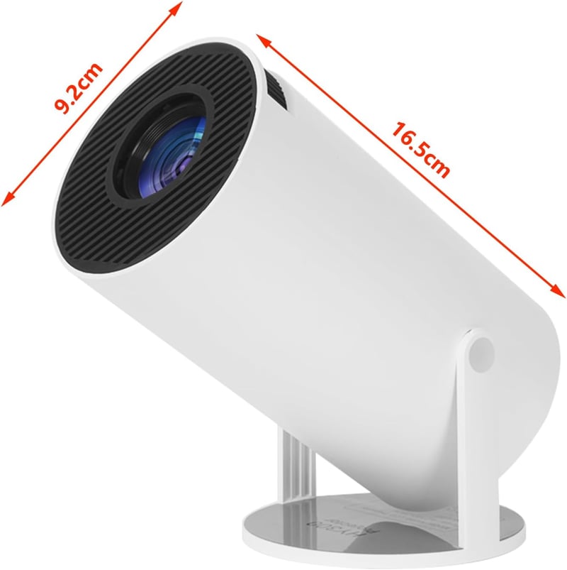 Vinteky Hordozható 4K Projektor WiFi6 Bluetooth 5.2 Android 11 Rendszerrel, 130 Colos Vetítés, 180° Forgatható, YouTube Előtelepítve, Fekete