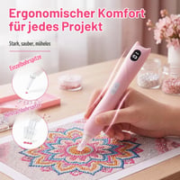 Vintoney električna olovka za diamond painting s LED osvjetljenjem i podesivom snagom usisavanja - ružičasta 5