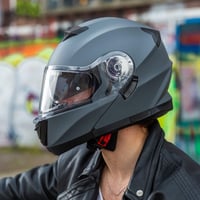 Cască moto modulară Vinz Santos, cu vizieră rabatabilă și ochelari de soare integrați, certificare ECE 22.06, pregătită pentru Pinlock, gri titan mat, mărimi XS-XXL, pentru bărbați și femei 9