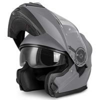 Cască moto modulară Vinz Santos, cu vizieră rabatabilă și ochelari de soare integrați, certificare ECE 22.06, pregătită pentru Pinlock, gri titan mat, mărimi XS-XXL, pentru bărbați și femei 1