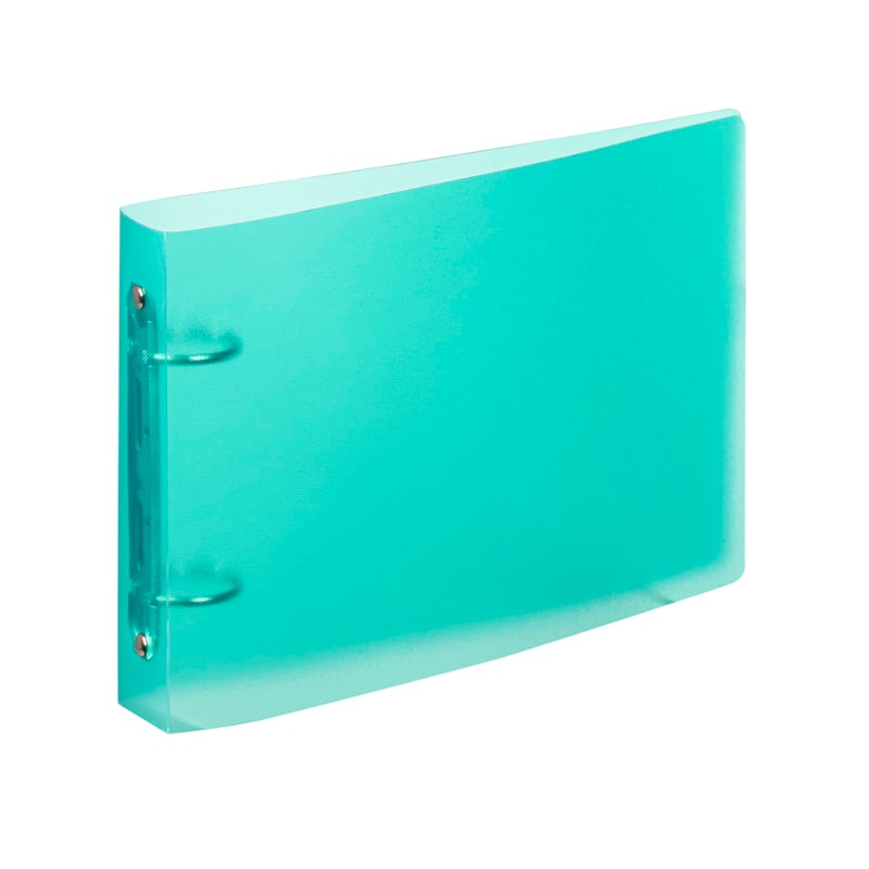 Dosar cu inele din carton Viquel Bristol A5 (25x16,5 cm), 14,8x21 cm, 2 inele, turcoaz translucid, flexibil și rezistent