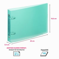 Dosar cu inele din carton Viquel Bristol A5 (25x16,5 cm), 14,8x21 cm, 2 inele, turcoaz translucid, flexibil și rezistent 4