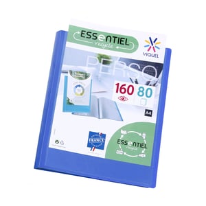 Dosar de prezentare Viquel Essentiel Recycled A4, 160 de buzunare, copertă personalizabilă, buzunare transparente și netede, albastru, utilizat