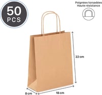 Viquel kraft papírzacskó csavart füllel, 18x8x22 cm, barna - 50 db 3