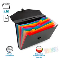 Viquel Rainbow Class A4 harmonikový zakladač, 12 priehradiek, 6 cm chrbát, čierny, so zapínaním 2
