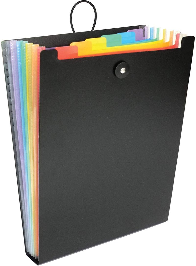 Organizator de documente tip armonică Viquel Rainbow Classes A4, 6 compartimente, pentru rucsac - Organizator vertical, negru