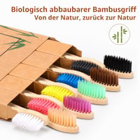 Virgin Forest set bambusovih četkica za zube, 10 komada s mekim vlaknima, bez BPA, biorazgradive, s aktivnim ugljenom, drška od prirodnog drva, ekološki prihvatljive 8