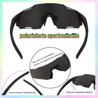 Ochelari de ciclism polarizați Virtue Yun, set 2 bucăți, ochelari de soare sport rezistenți la vânt cu protecție UV 400, negru-alb, pentru ciclism, alpinism, golf și utilizare în aer liber 4