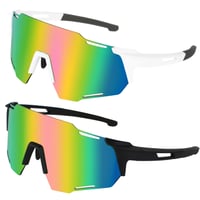 Ochelari de ciclism polarizați Virtue Yun, set 2 bucăți, ochelari de soare sport rezistenți la vânt cu protecție UV 400, negru-alb, pentru ciclism, alpinism, golf și utilizare în aer liber 1