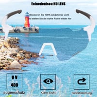 Ochelari de ciclism polarizați Virtue Yun, set 2 bucăți, ochelari de soare sport rezistenți la vânt cu protecție UV 400, negru-alb, pentru ciclism, alpinism, golf și utilizare în aer liber 6