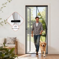 Plasă magnetică anti-insecte ViShawtek pentru ușă de balcon, fără găurire, 100x200 cm, albă, plasă rezistentă la vânt pentru ușă 2