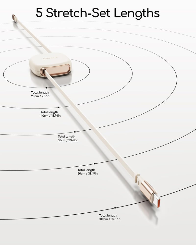 VisionSync 240W USB-C visszahúzható kábel 2x1m gyorstöltés iPhone Samsung