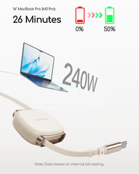 VisionSync 240W USB-C visszahúzható kábel 2x1m gyorstöltés iPhone Samsung 2