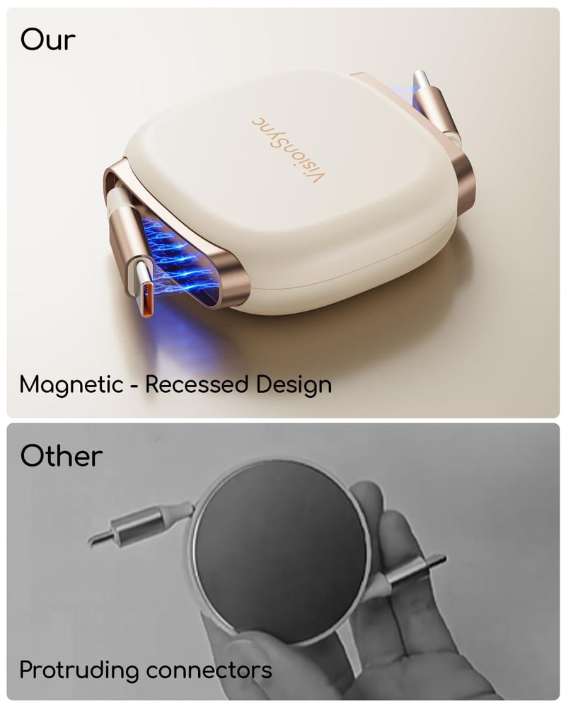 VisionSync 240W USB-C visszahúzható kábel 2x1m gyorstöltés iPhone Samsung