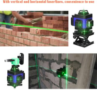VISLONE 4D Önbeálló Vonallézer Tripod Állvánnyal - 16 Vonalas Lézeres Szintező, USB Tölthető, 2x2400 mAh Akkumulátorral, 360° Forgatható Tal 5