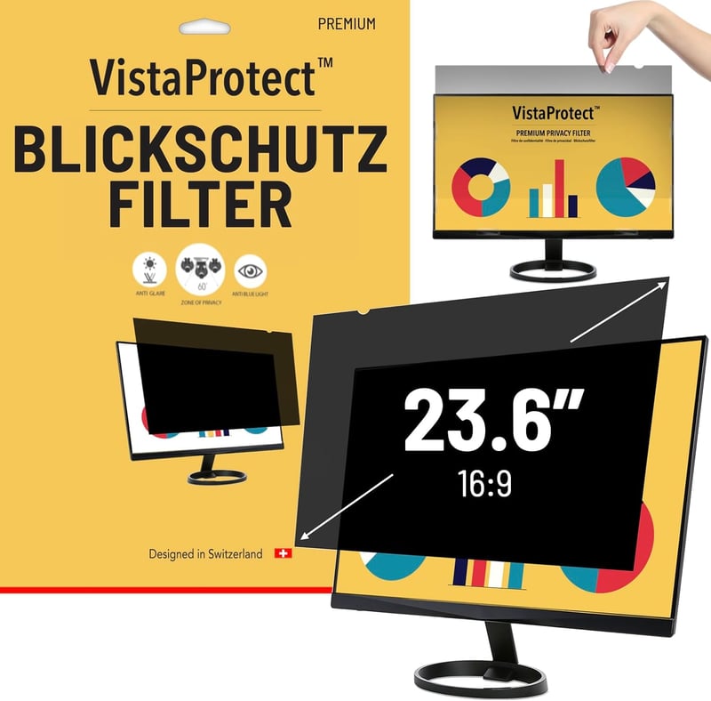 VistaProtect Prémium Adatvédelmi Képernyőszűrő és Védőfólia Számítógép Monitorokhoz 23,6 Hüvelyk