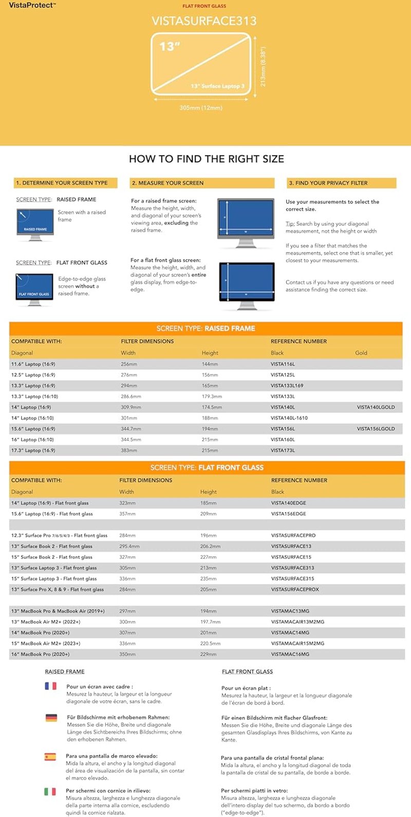 VistaProtect Premium Adatvédelmi Szűrő Microsoft Surface Laptop 3/4/5 13,5" - Kék Fény Szűrő