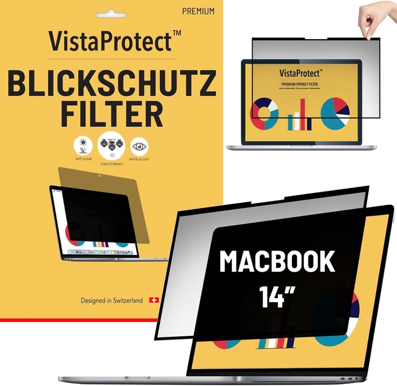 VistaProtect Premium Mágneses Képernyővédő MacBook Pro 14 Colos Kék Fény Szűrő