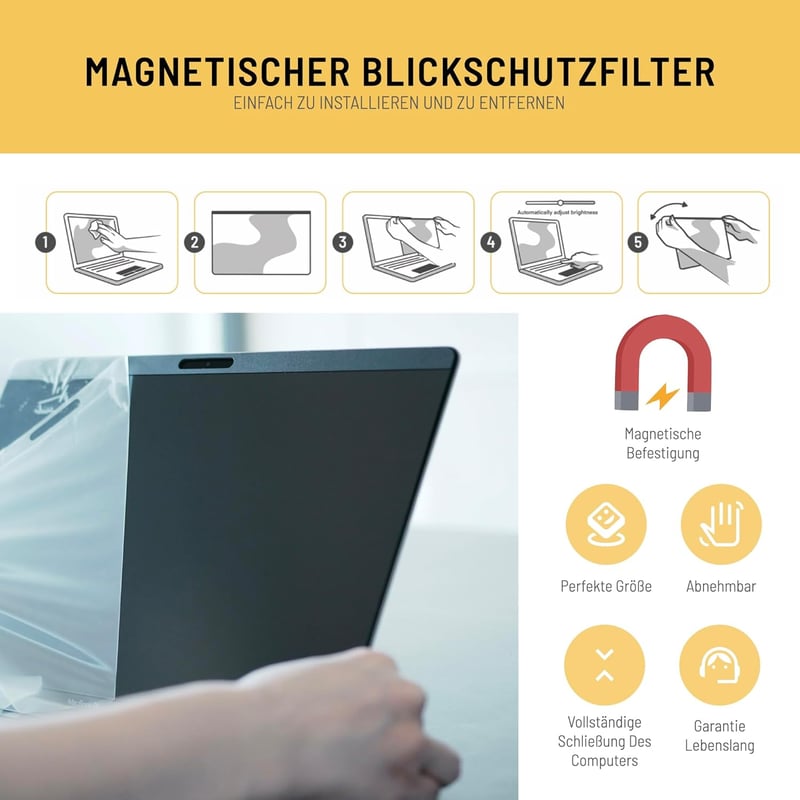 VistaProtect Premium Mágneses Képernyővédő MacBook Pro 14 Colos Kék Fény Szűrő