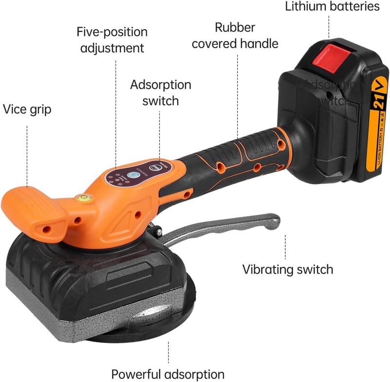 Vistreck Vezeték nélküli Csempelehúzó Vibráló Gép 21V 130mm Szívópohárrral