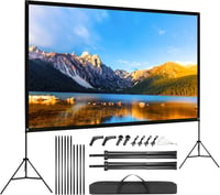 VISULAPEX 120 Hüvelykes Vetítővászon Állvánnyal - HD 4K, 16:9, 160° Látószög, Háromlábú, Gyorsan Összecsukható, Hordozható Otthoni Mozizásho 1
