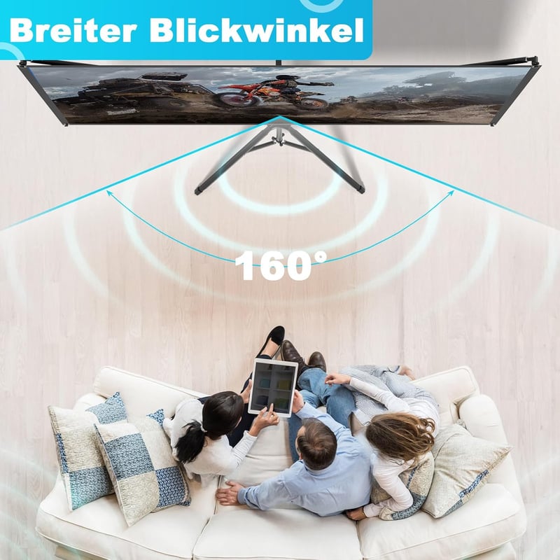 VISULAPEX 80 Colos ALR Vetítővászon 16:9 HD Tripod Állvánnyal Otthoni Moziba