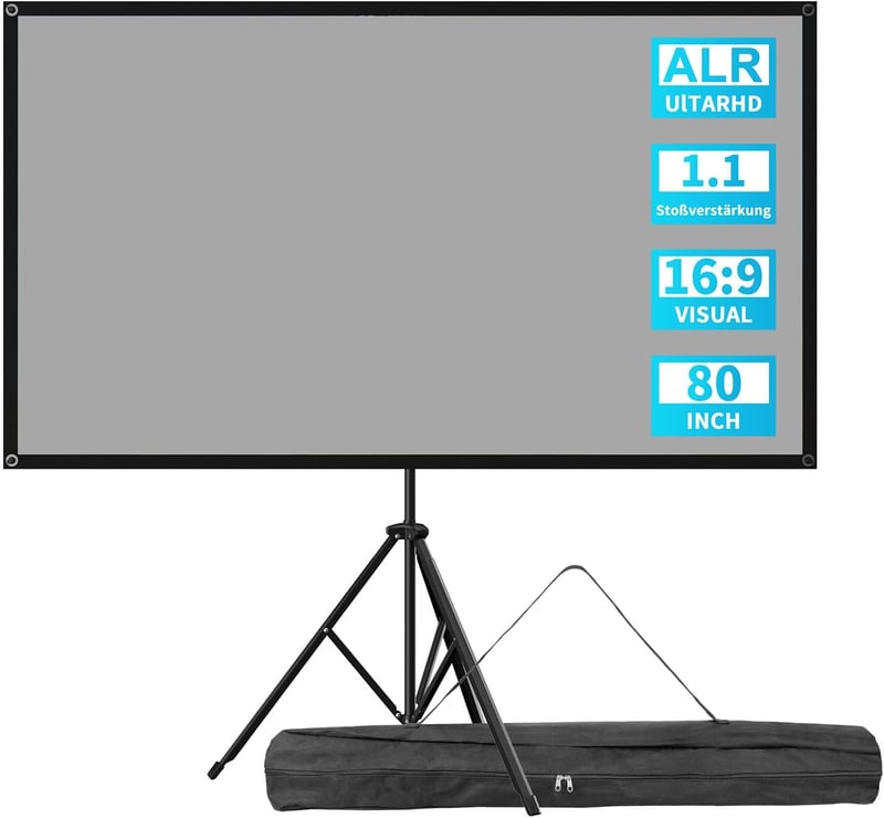 VISULAPEX 80 Colos ALR Vetítővászon 16:9 HD Tripod Állvánnyal Otthoni Moziba