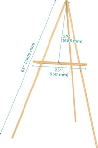 VISWIN 3 Darabos 160 cm Fa Festőállvány Szett Összecsukható Tálcával Esküvő Plakát Vászon Festéshez Természetes 5