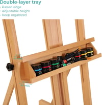 VISWIN Nagyméretű Fa H Festőállvány, Állítható Bükk Festőállvány 135-231 cm 4
