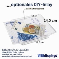 Tăviță pentru bani VITAdisplays Basic PX-020 cu inserție de hârtie transparentă, tăviță pentru casă personalizabilă 2